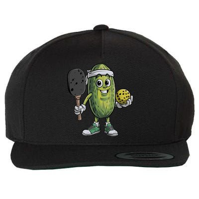 Pickle Playing Pickleball Funny For Paddleball Lover Gift Wool Snapback Cap