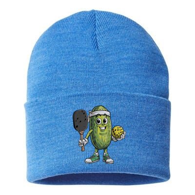 Pickle Playing Pickleball Funny For Paddleball Lover Gift Sustainable Knit Beanie