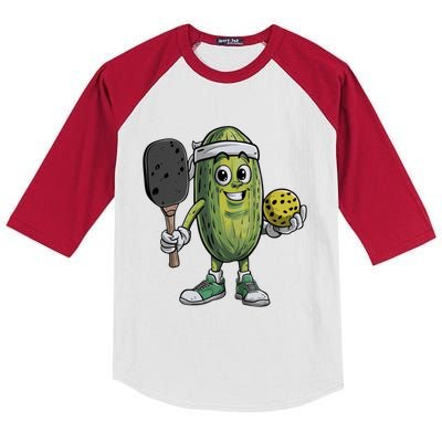 Pickle Playing Pickleball Funny For Paddleball Lover Gift Kids Colorblock Raglan Jersey