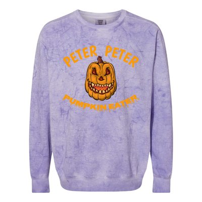 Peter Peter Pumpkin Eater Creepy Halloween Costume Great Gift Colorblast Crewneck Sweatshirt