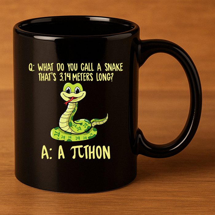 Python Pithon Pi Symbol Funny Pi Day Math Teacher Student .Png 11oz C Handle Ceramic Mug