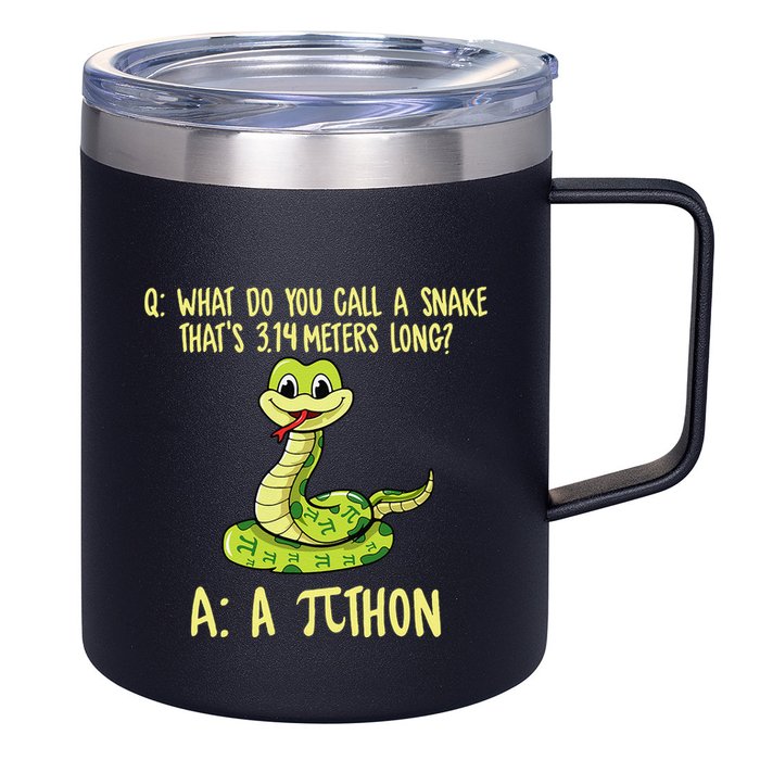 Python Pithon Pi Symbol Funny Pi Day Math Teacher Student .Png 12oz Stainless Steel Coffee Mug