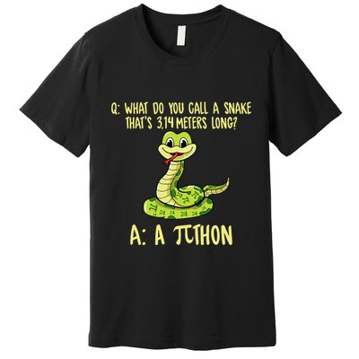 Python Pithon Pi Symbol Funny Pi Day Math Teacher Student .Png Premium T-Shirt
