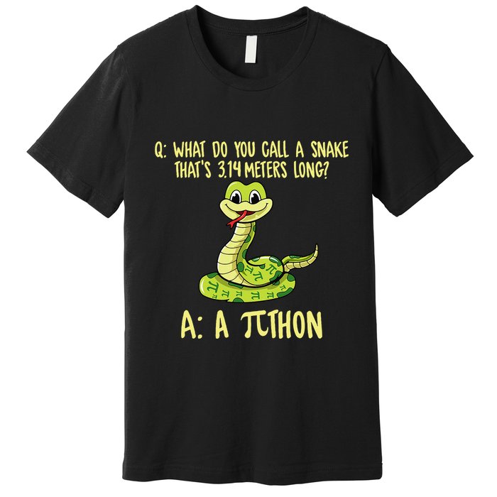 Python Pithon Pi Symbol Funny Pi Day Math Teacher Student .Png Premium T-Shirt