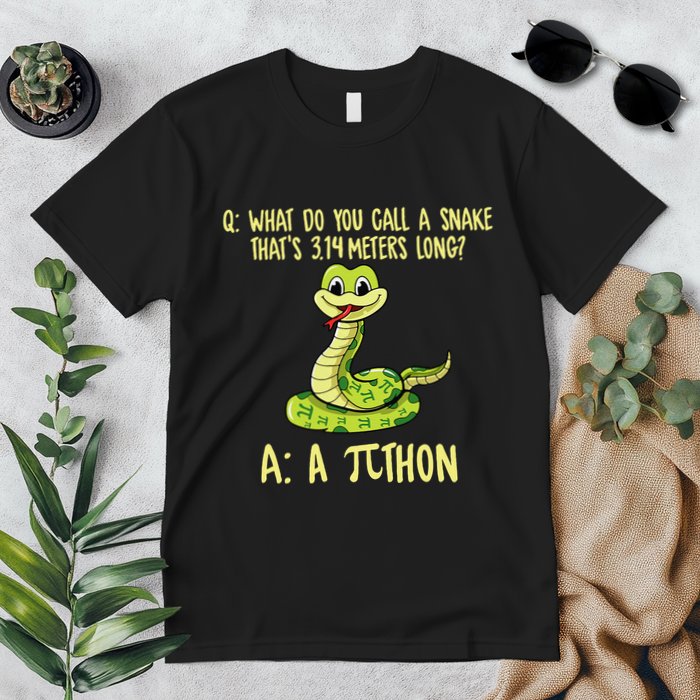 Python Pithon Pi Symbol Funny Pi Day Math Teacher Student .Png Premium T-Shirt