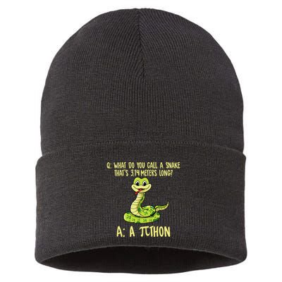 Python Pithon Pi Symbol Funny Pi Day Math Teacher Student .Png Sustainable Knit Beanie
