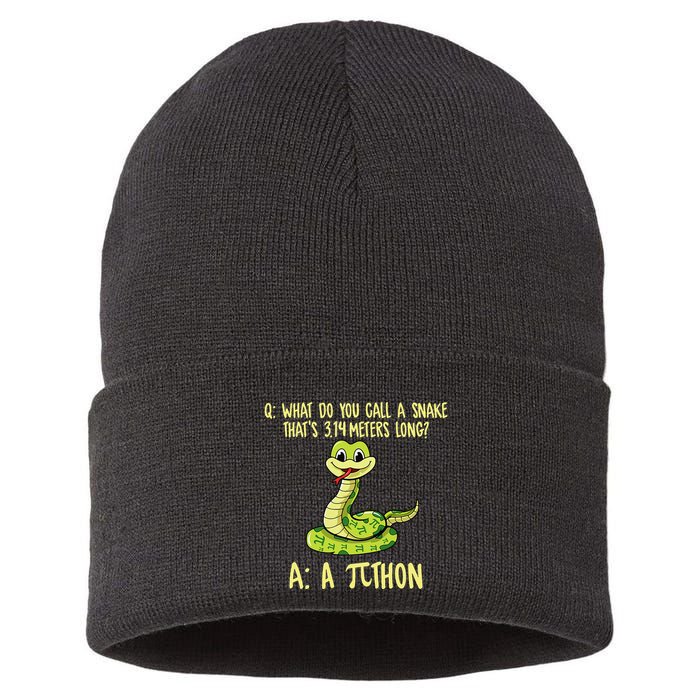 Python Pithon Pi Symbol Funny Pi Day Math Teacher Student .Png Sustainable Knit Beanie