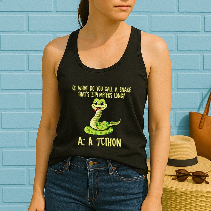 Python Pithon Pi Symbol Funny Pi Day Math Teacher Student .Png Womens Tank Top