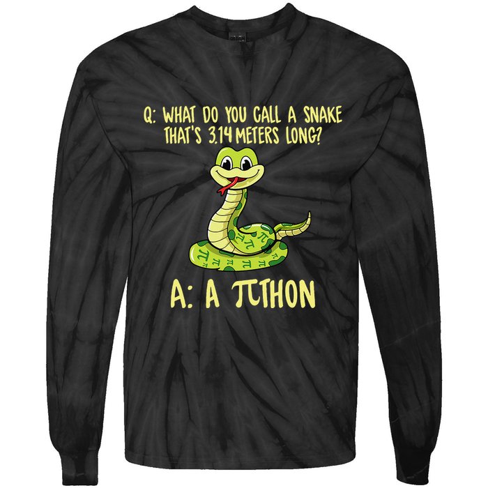 Python Pithon Pi Symbol Funny Pi Day Math Teacher Student .Png Tie-Dye Long Sleeve Shirt