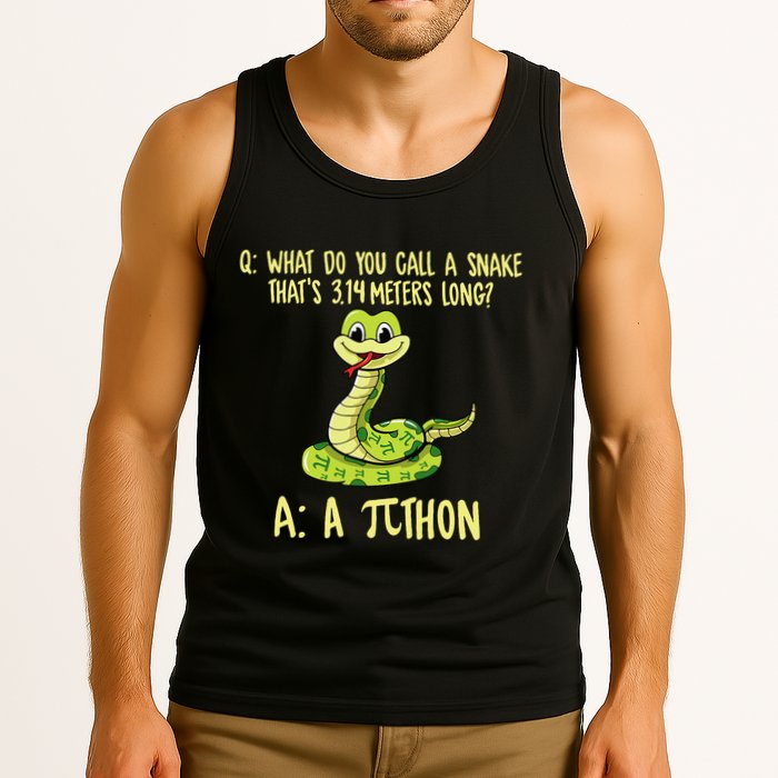 Python Pithon Pi Symbol Funny Pi Day Math Teacher Student .Png Tank Top