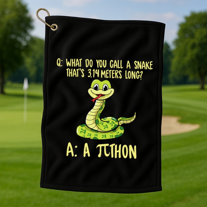 Python Pithon Pi Symbol Funny Pi Day Math Teacher Student .Png Golf Towel