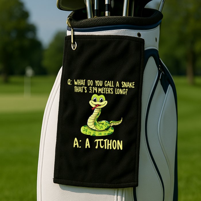 Python Pithon Pi Symbol Funny Pi Day Math Teacher Student .Png Golf Towel
