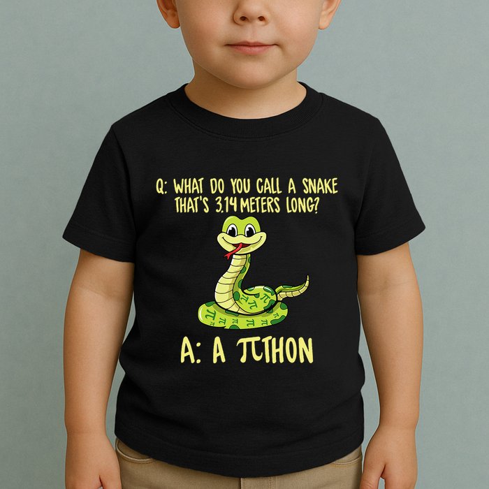 Python Pithon Pi Symbol Funny Pi Day Math Teacher Student .Png Toddler T-Shirt