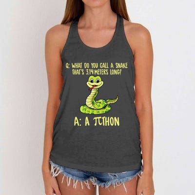 Python Pithon Pi Symbol Funny Pi Day Math Teacher Student .Png Women's Knotted Racerback Tank