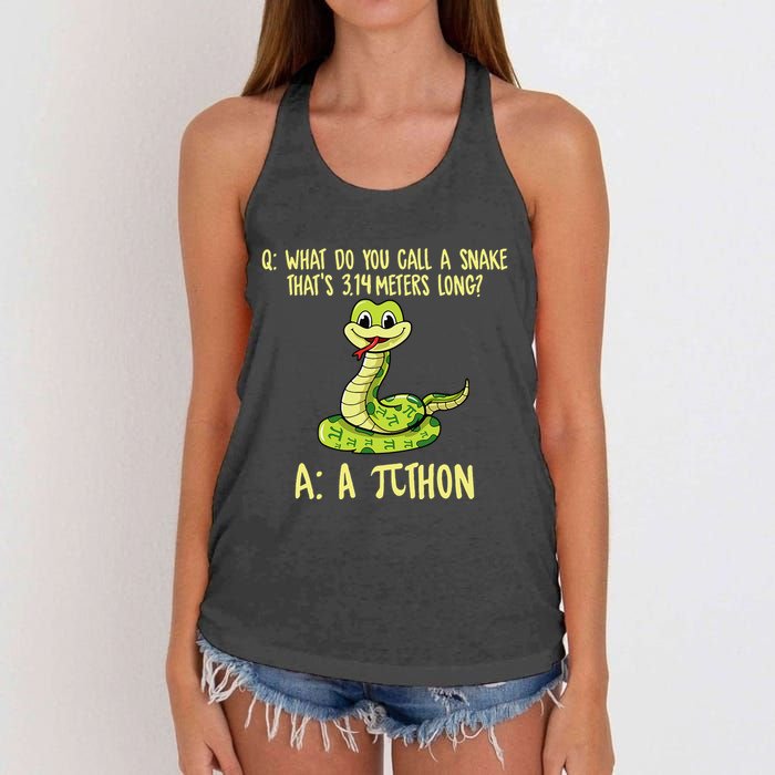 Python Pithon Pi Symbol Funny Pi Day Math Teacher Student .Png Women's Knotted Racerback Tank