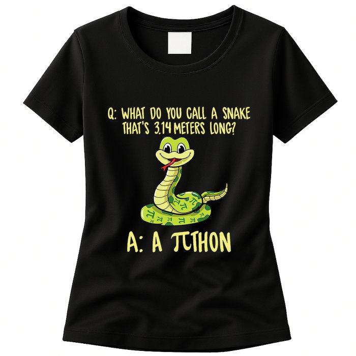 Python Pithon Pi Symbol Funny Pi Day Math Teacher Student .Png Womens T-Shirt