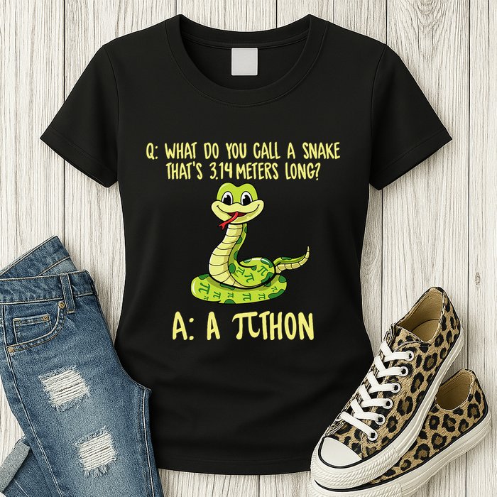 Python Pithon Pi Symbol Funny Pi Day Math Teacher Student .Png Womens T-Shirt