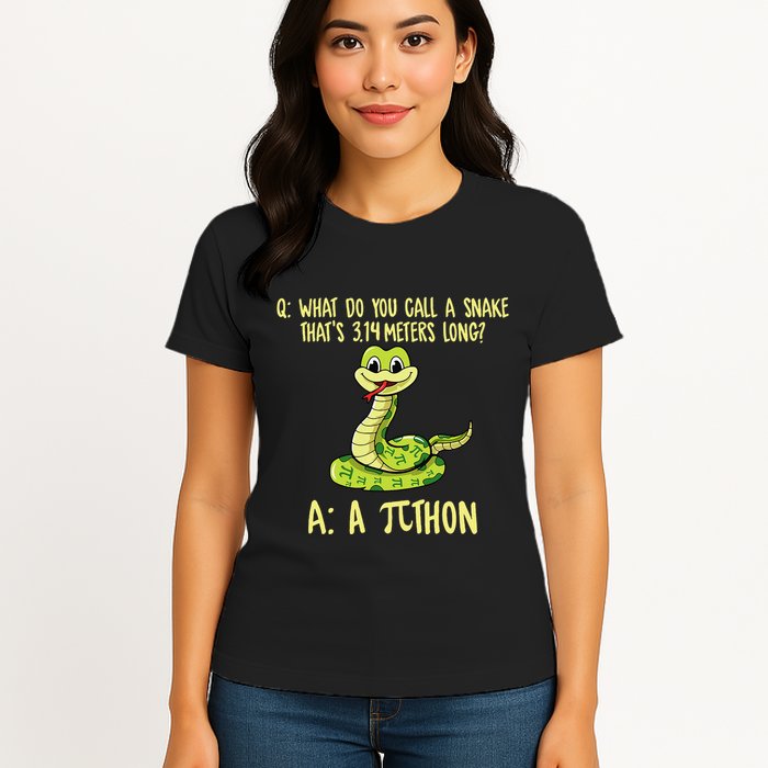 Python Pithon Pi Symbol Funny Pi Day Math Teacher Student .Png Womens T-Shirt