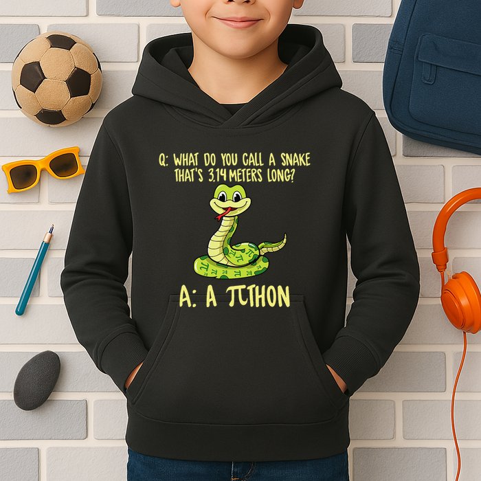 Python Pithon Pi Symbol Funny Pi Day Math Teacher Student .Png Kids Hoodie