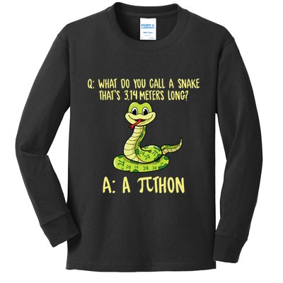 Python Pithon Pi Symbol Funny Pi Day Math Teacher Student .Png Kids Long Sleeve Shirt