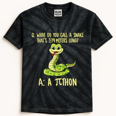 Python Pithon Pi Symbol Funny Pi Day Math Teacher Student .Png Kids Tie-Dye T-Shirt