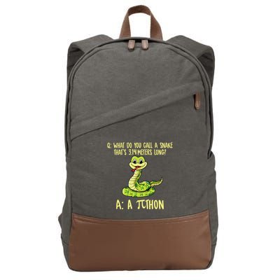 Python Pithon Pi Symbol Funny Pi Day Math Teacher Student .Png Cotton Canvas Backpack