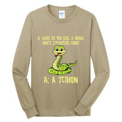 Python Pithon Pi Symbol Funny Pi Day Math Teacher Student .Png Tall Long Sleeve T-Shirt