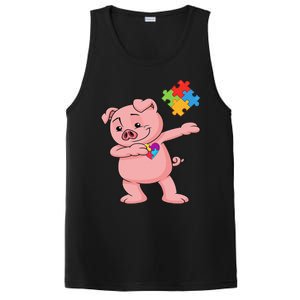 Piggy Puzzle Piece Autism Awarenesss Dab PosiCharge Competitor Tank