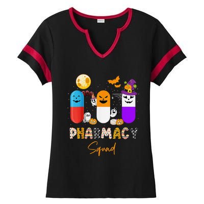 Pills Pharmacy Pharmacist Squad Funny Halloween Ladies Halftime Notch Neck Tee