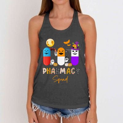 Pills Pharmacy Pharmacist Squad Funny Halloween Women's Knotted Racerback Tank