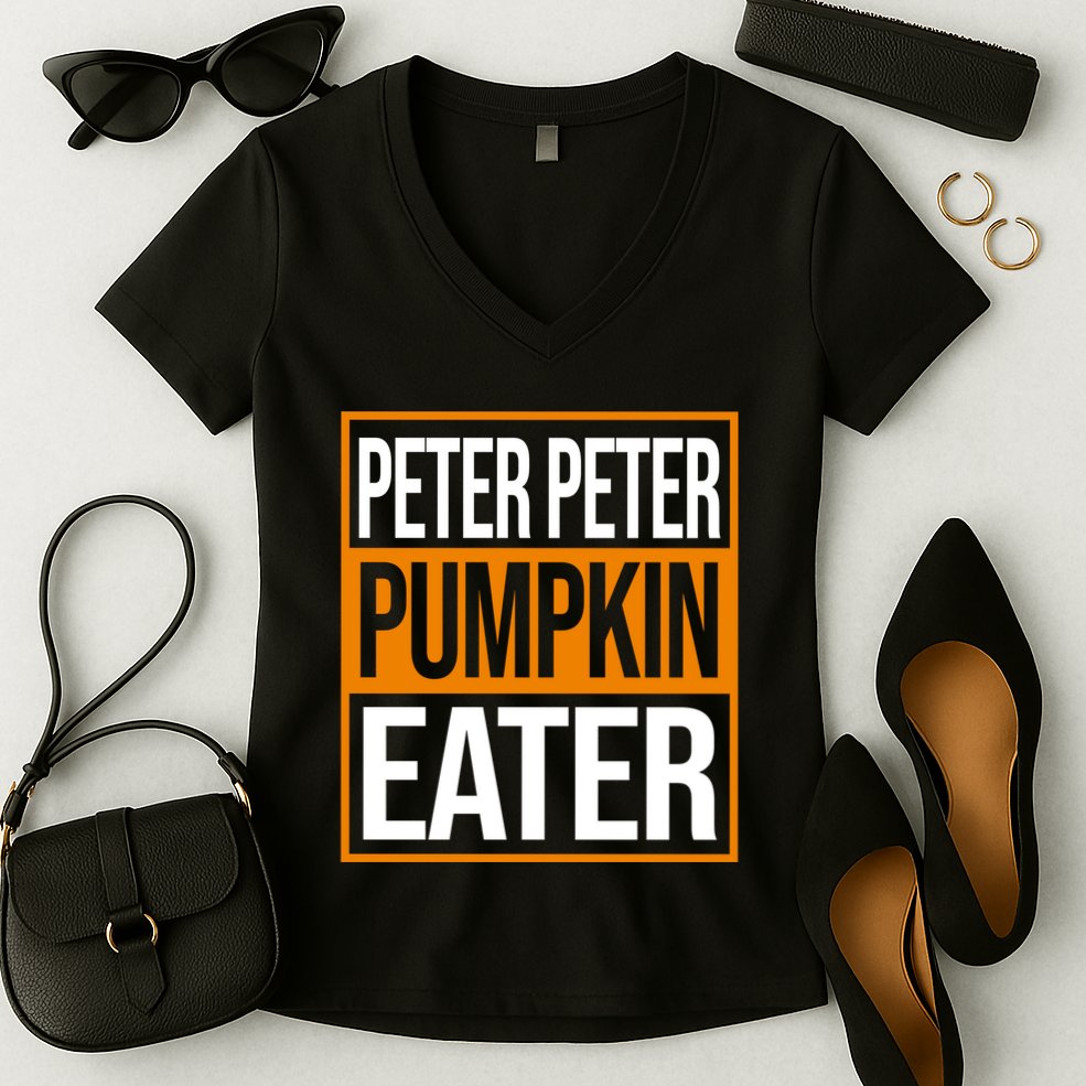 Peter Peter Pumpkin Eater Halloween Women's V-Neck T-Shirt