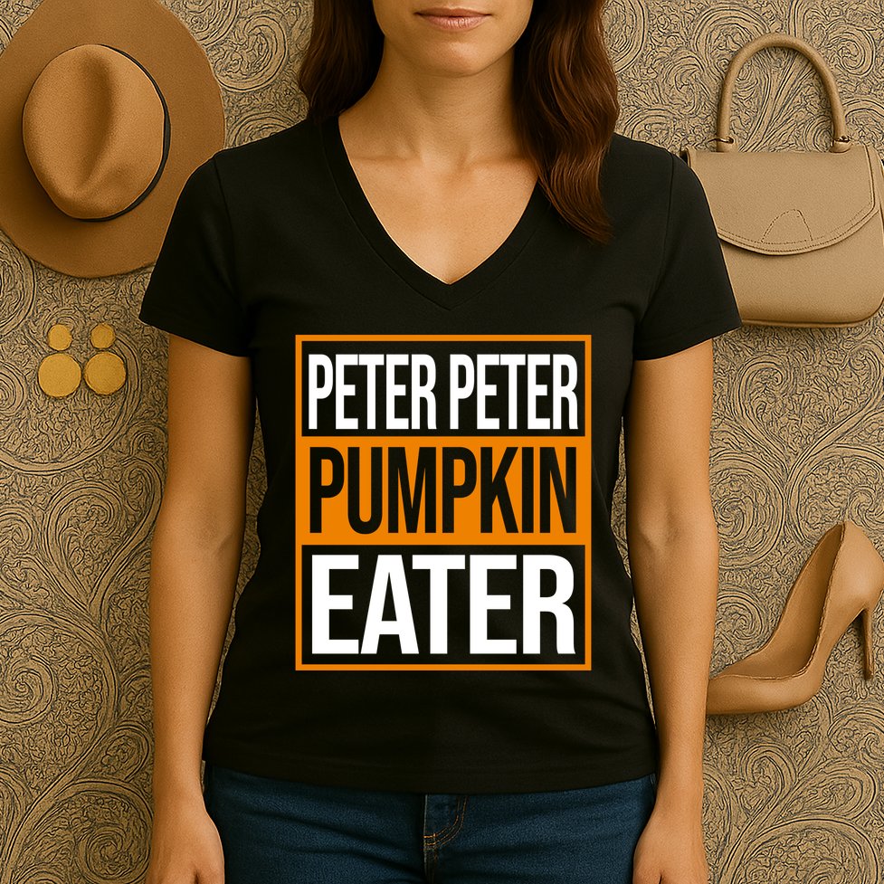 Peter Peter Pumpkin Eater Halloween Women's V-Neck T-Shirt