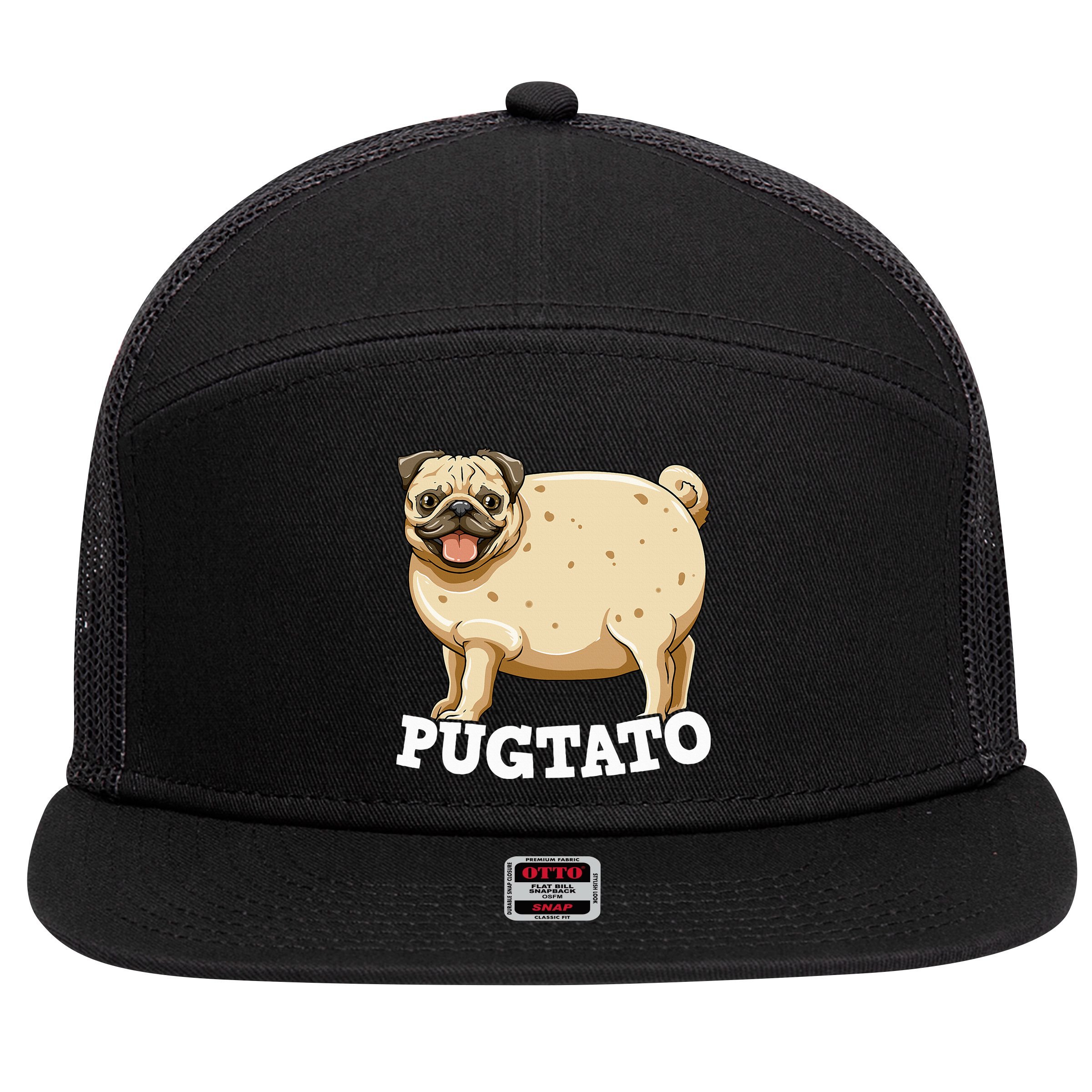 Pugtato Pug Potato Pug Lovers 7 Panel Mesh Trucker Snapback Hat
