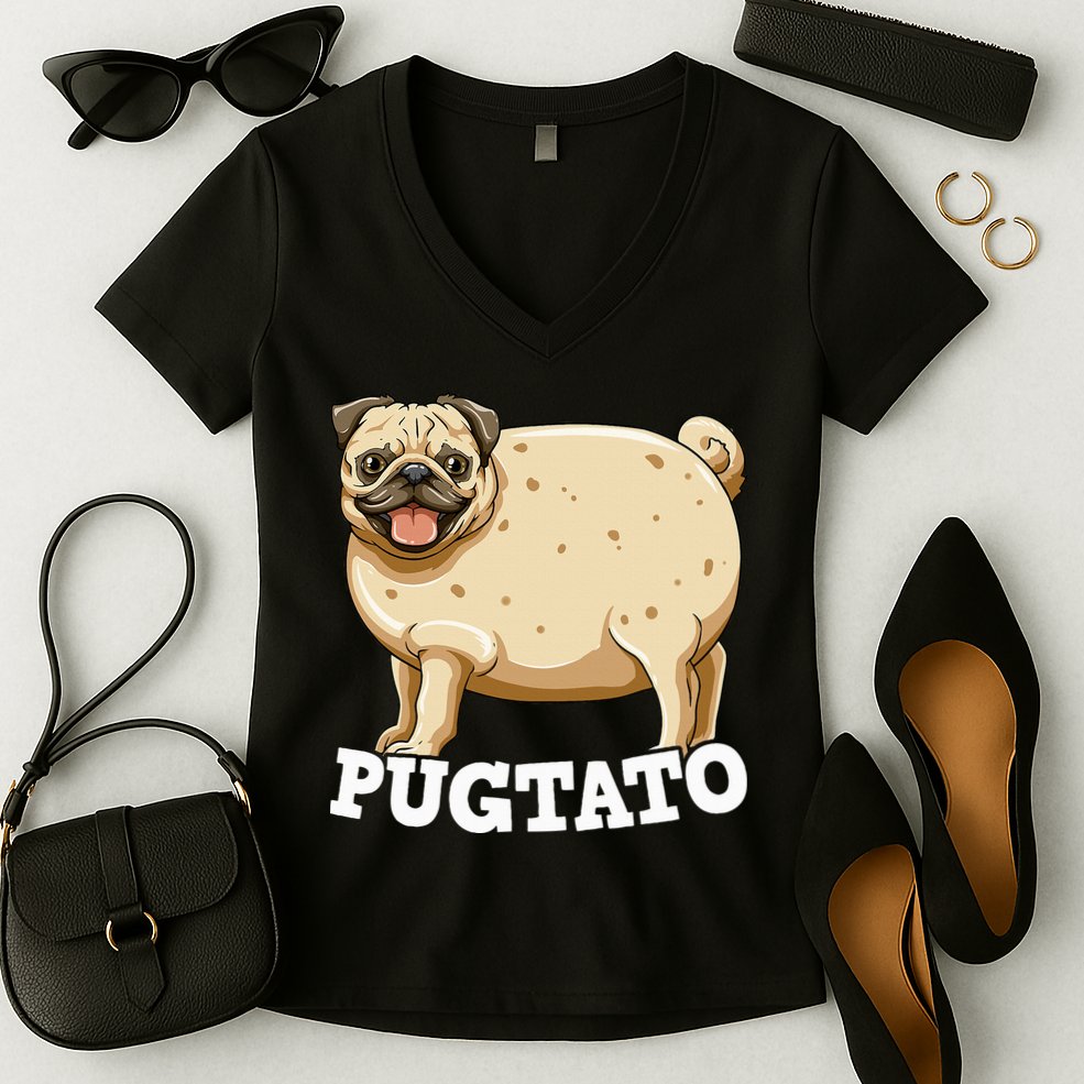 Pugtato Pug Potato Pug Lovers Women's V-Neck T-Shirt