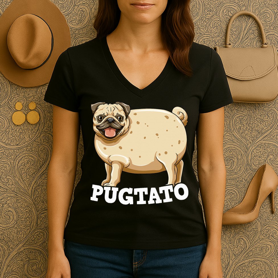 Pugtato Pug Potato Pug Lovers Women's V-Neck T-Shirt
