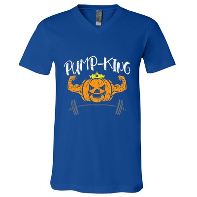 PumpKing Pumpkin Pun Halloween Costume Gym Weightlifting V-Neck T-Shirt