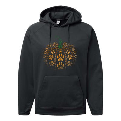 Pet Paw Print Pumpkin Performance Fleece Hoodie