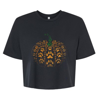 Pet Paw Print Pumpkin Bella+Canvas Jersey Crop Tee