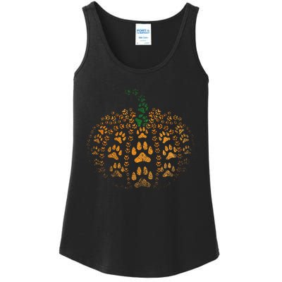 Pet Paw Print Pumpkin Ladies Essential Tank