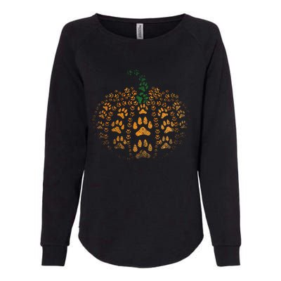 Pet Paw Print Pumpkin Womens California Wash Sweatshirt