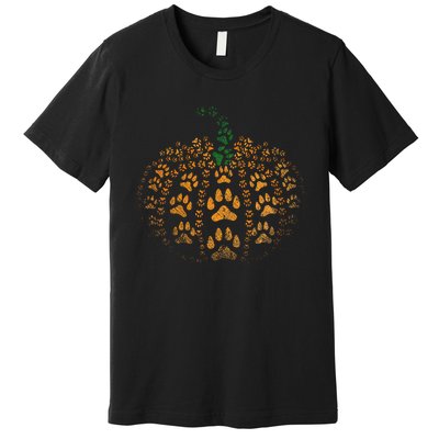 Pet Paw Print Pumpkin Premium T-Shirt