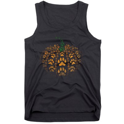 Pet Paw Print Pumpkin Tank Top