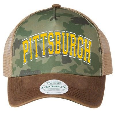 Pittsburgh Pennsylvania PA Varsity Style Amber Text Legacy Tie Dye Trucker Hat