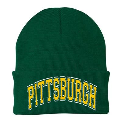 Pittsburgh Pennsylvania PA Varsity Style Amber Text Knit Cap Winter Beanie