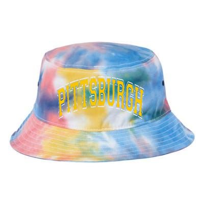 Pittsburgh Pennsylvania PA Varsity Style Amber Text Tie Dye Newport Bucket Hat