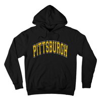 Pittsburgh Pennsylvania PA Varsity Style Amber Text Hoodie