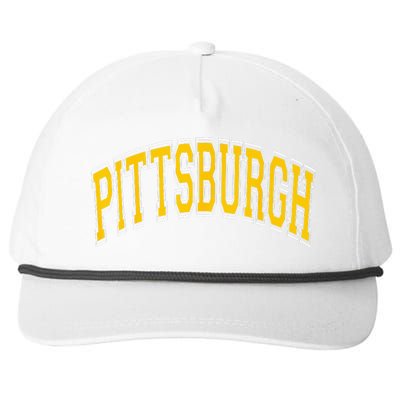 Pittsburgh Pennsylvania PA Varsity Style Amber Text Snapback Five-Panel Rope Hat