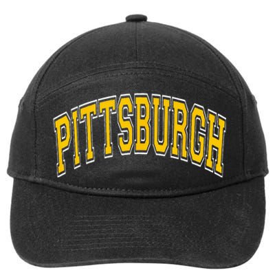 Pittsburgh Pennsylvania PA Varsity Style Amber Text 7-Panel Snapback Hat