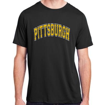 Pittsburgh Pennsylvania PA Varsity Style Amber Text Adult ChromaSoft Performance T-Shirt