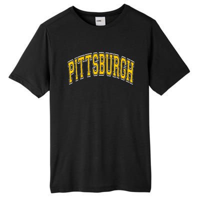 Pittsburgh Pennsylvania PA Varsity Style Amber Text Tall Fusion ChromaSoft Performance T-Shirt